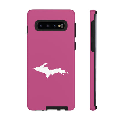 Michigan Upper Peninsula Tough Phone Case (Apple Blossom Pink w/ UP Outline) | Samsung & Pixel Android