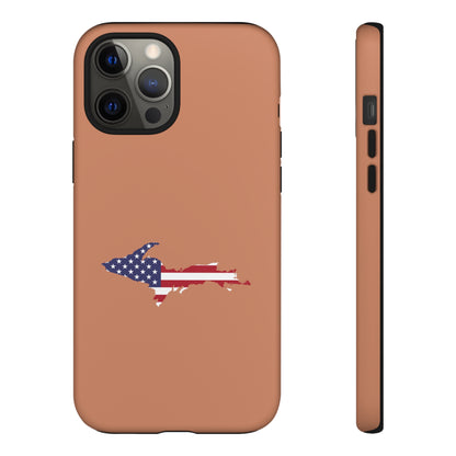 Michigan Upper Peninsula Tough Phone Case (Copper Color w/ UP USA Flag Outline) | Apple iPhone