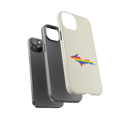 Michigan Upper Peninsula Tough Phone Case (Ivory Color w/ UP Pride Flag Outline) | Apple iPhone