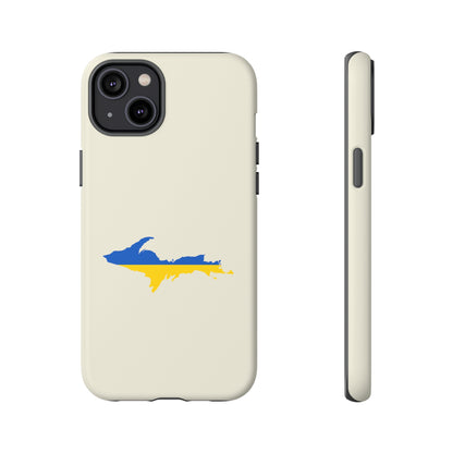 Michigan Upper Peninsula Tough Phone Case (Ivory Color w/ UP Ukraine Flag Outline) | Apple iPhone