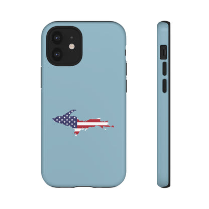 Michigan Upper Peninsula Tough Phone Case (Opal Blue w/ UP USA Flag Outline) | Apple iPhone