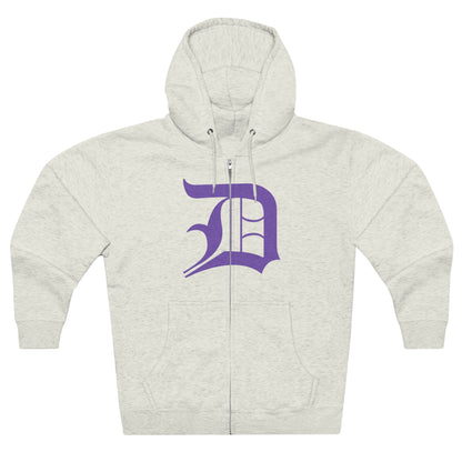 Detroit 'Old English D' Hoodie (Full-Body Lake Iris) | Unisex Full Zip