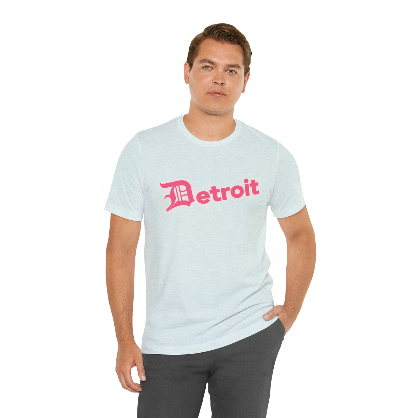 'Detroit' T-Shirt (Rhodochrosite Pink w/ Old English 'D') | Unisex Standard