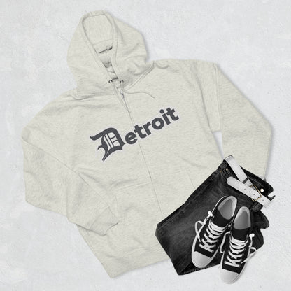 'Detroit' Hoodie (Iron Ore Grey w/ Old English 'D') | Unisex Full Zip