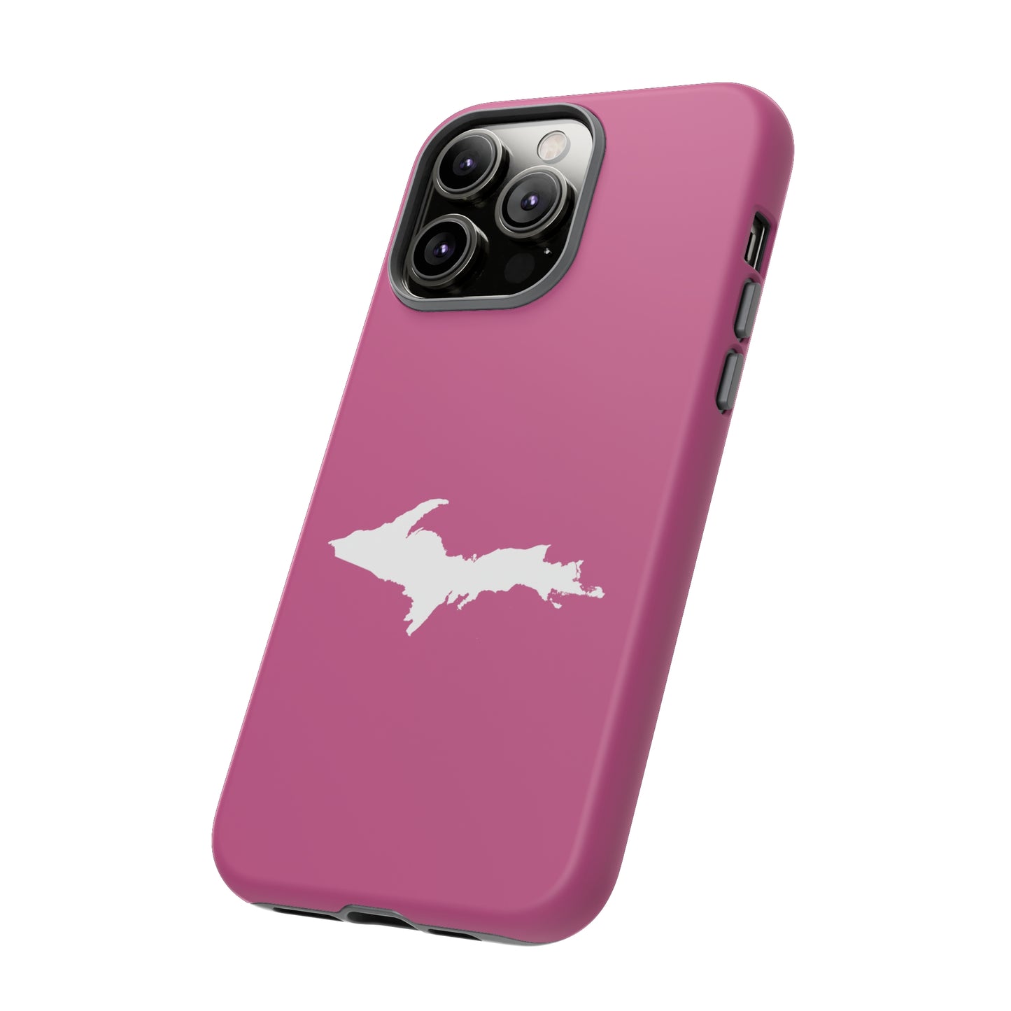 Michigan Upper Peninsula Tough Phone Case (Apple Blossom Pink w/ UP Outline) | Apple iPhone