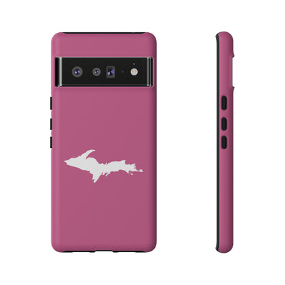 Michigan Upper Peninsula Tough Phone Case (Apple Blossom Pink w/ UP Outline) | Samsung & Pixel Android