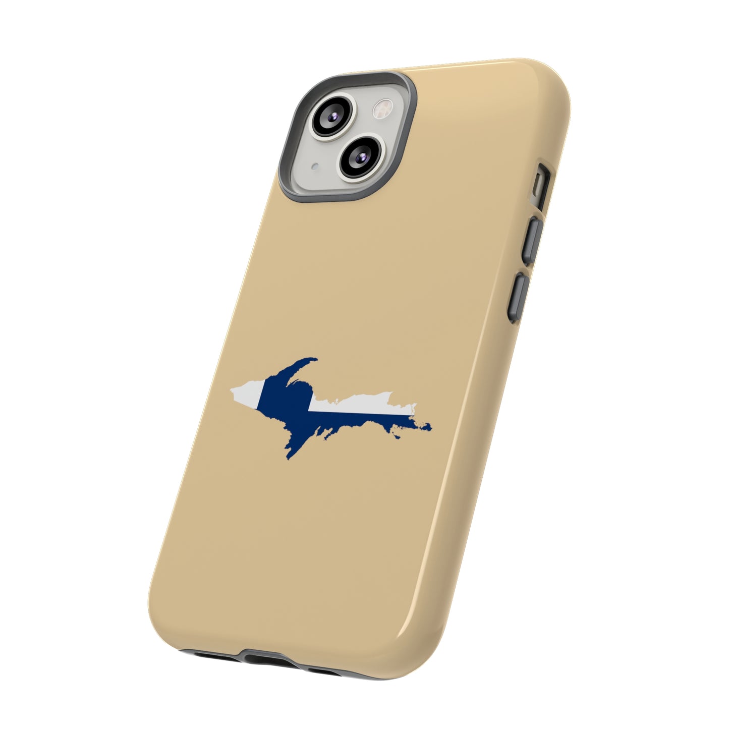 Michigan Upper Peninsula Tough Phone Case (Maple Color w/ UP Finland Flag Outline) | Apple iPhone