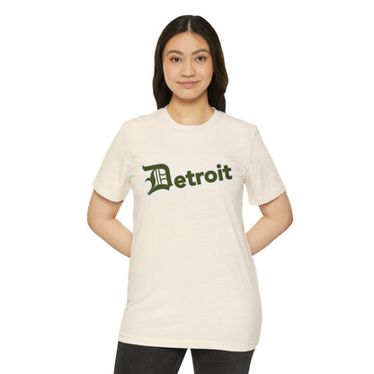 Detroit' T-Shirt (Army Green Old English 'D') | Unisex Recycled Organic