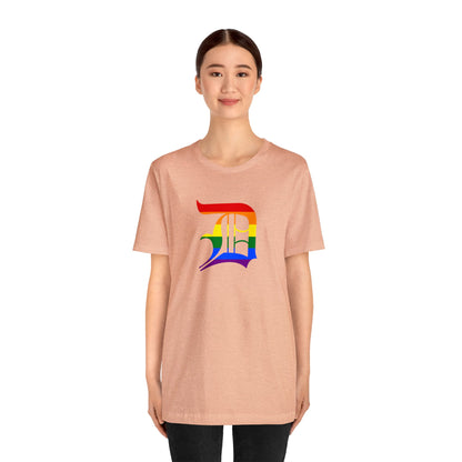 Detroit 'Old English D' T-Shirt (Rainbow Pride Edition) | Unisex Standard