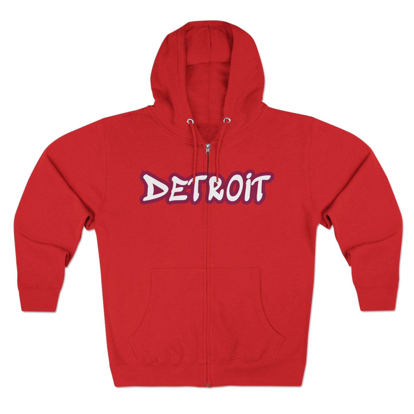 Detroit' Hoodie (Ruby Red Tag Font) | Unisex Full Zip