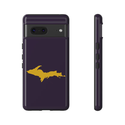 Michigan Upper Peninsula Tough Phone Case (Blackcurrant w/ Gold UP Outline) | Samsung & Pixel Android