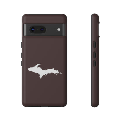 Michigan Upper Peninsula Tough Phone Case (Cherrywood Color w/ UP Outline) | Samsung & Pixel Android