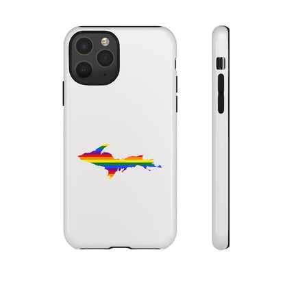 Michigan Upper Peninsula Tough Phone Case (Birch Bark White w/ UP Pride Flag Outline) | Apple iPhone