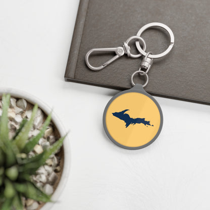 Michigan Upper Peninsula Keyring (w/ Navy UP Outline) | Citrine