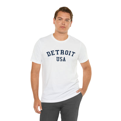 'Detroit USA' T-Shirt (Collegiate Font) | Unisex Standard