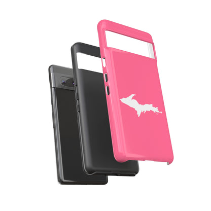 Michigan Upper Peninsula Tough Phone Case (Rhodochrosite Pink w/ UP Outline) | Samsung & Pixel Android