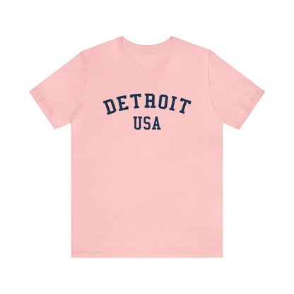 'Detroit USA' T-Shirt (Collegiate Font) | Unisex Standard