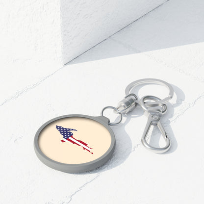 Michigan Upper Peninsula Keyring (w/ UP USA Flag) | Champagne White