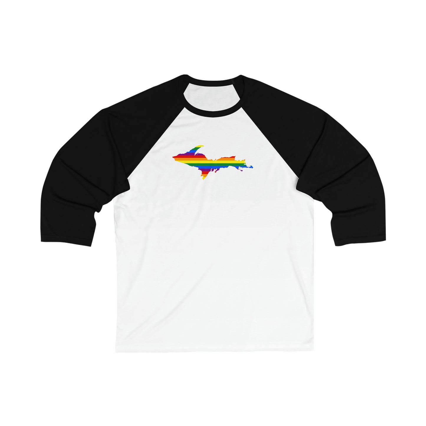 Michigan Upper Peninsula T-Shirt (w/ UP Pride Flag)  | 3/4 Sleeve Baseball