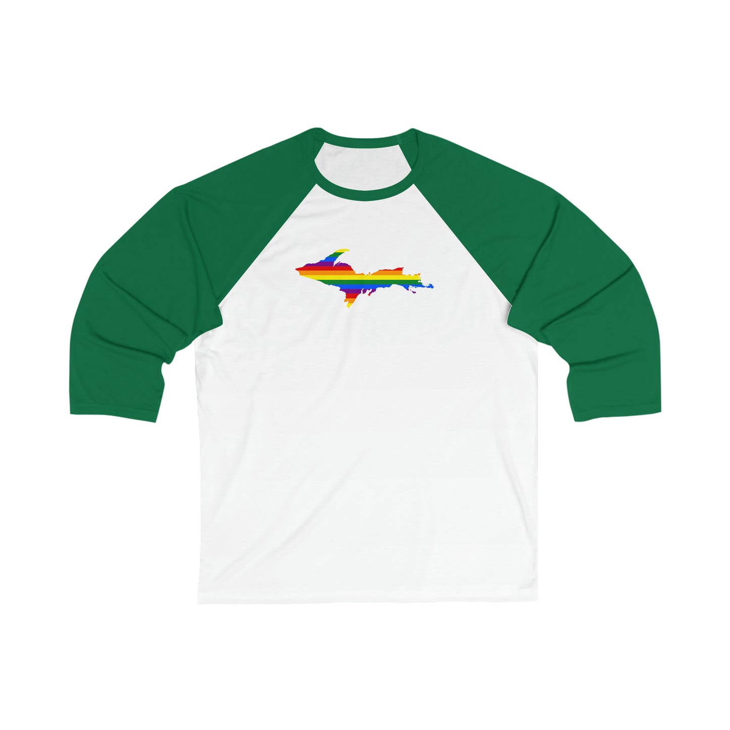 Michigan Upper Peninsula T-Shirt (w/ UP Pride Flag)  | 3/4 Sleeve Baseball