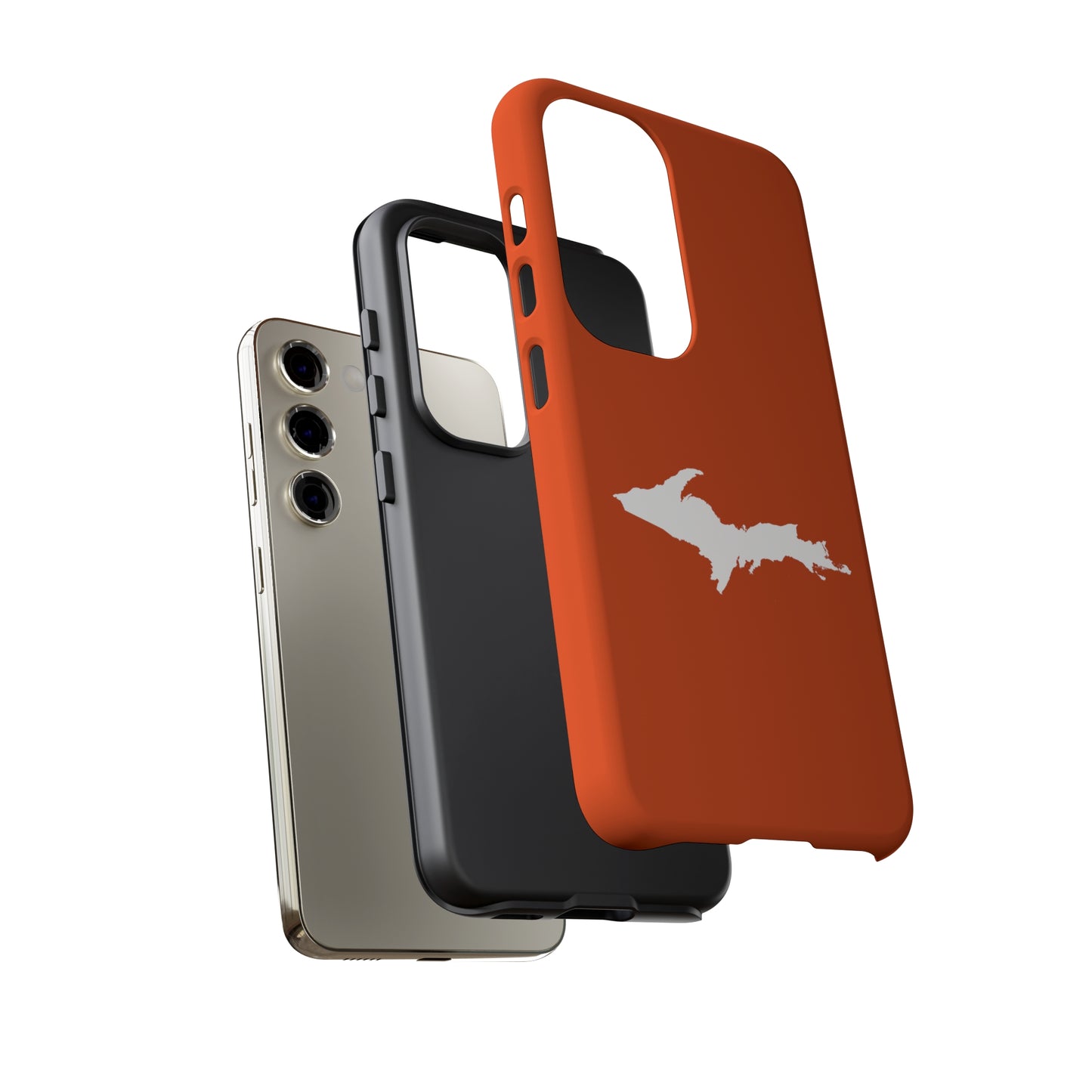 Michigan Upper Peninsula Tough Phone Case (Maple Leaf Orange w/ UP Outline) | Samsung & Pixel Android