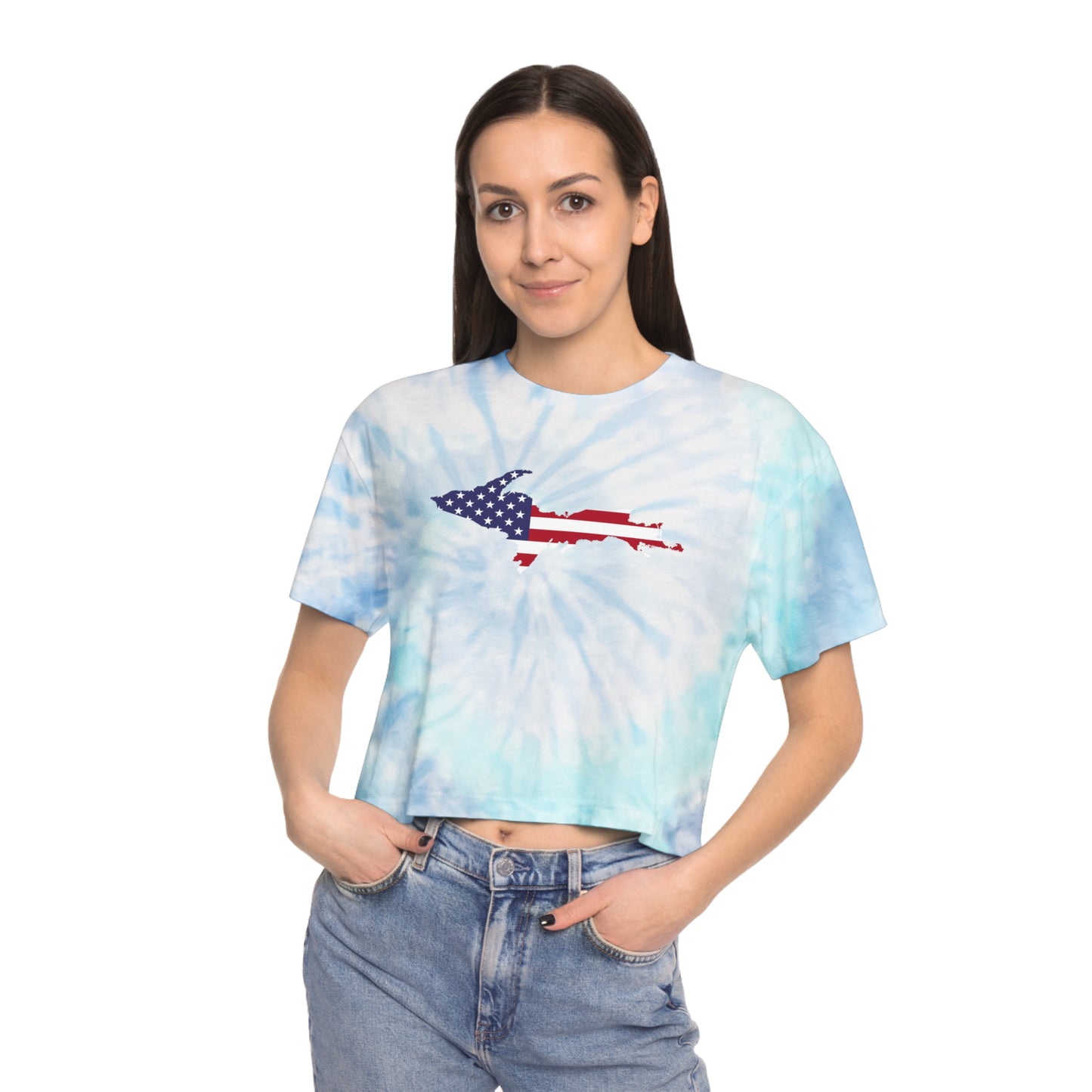 Michigan Upper Peninsula Crop Top (w/ UP USA Flag) | Tie-Dye