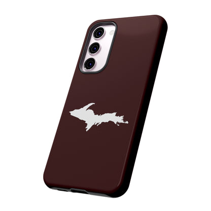 Michigan Upper Peninsula Tough Phone Case (Cherrywood Color w/ UP Outline) | Samsung & Pixel Android