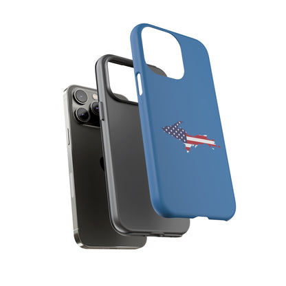 Michigan Upper Peninsula Tough Phone Case (Lake Superior Blue w/ UP USA Flag Outline) | Apple iPhone