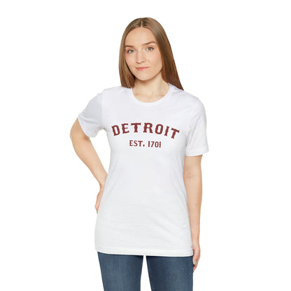 Detroit EST. 1701' T-Shirt (Ore Dock Red Ballpark Font) | Unisex Standard