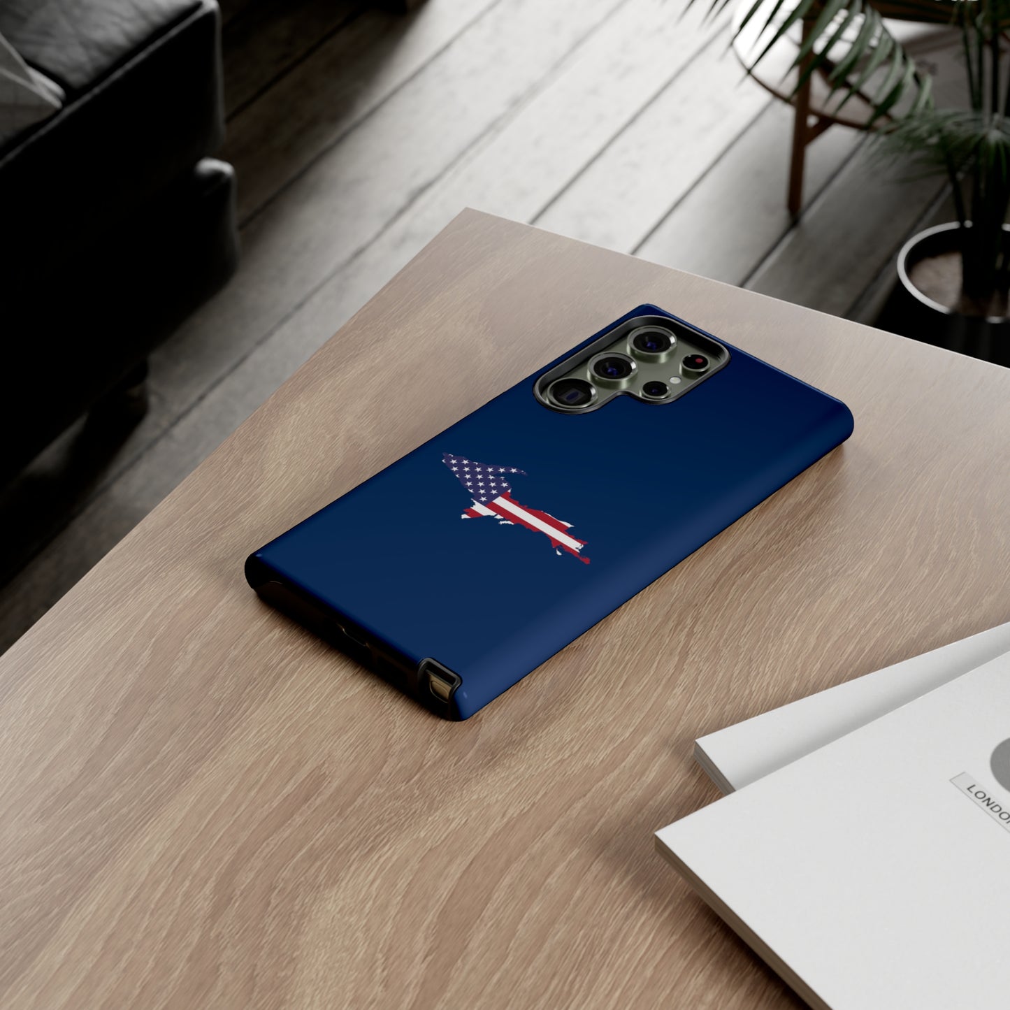 Michigan Upper Peninsula Tough Phone Case (Old Glory Blue w/ UP USA Flag Outline) | Samsung & Pixel Android