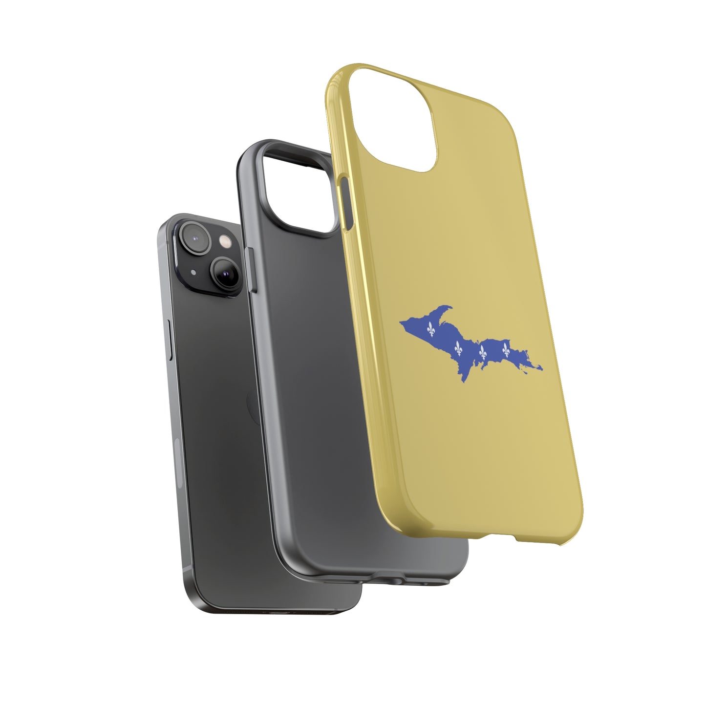 Michigan Upper Peninsula Tough Phone Case (Plum Yellow w/ UP Quebec Flag Outline) | Apple iPhone