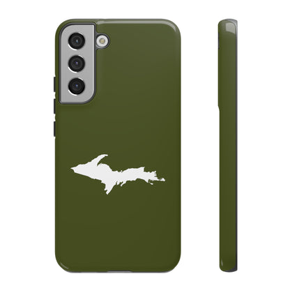 Michigan Upper Peninsula Tough Phone Case (Army Green w/ UP Outline) | Samsung & Pixel Android