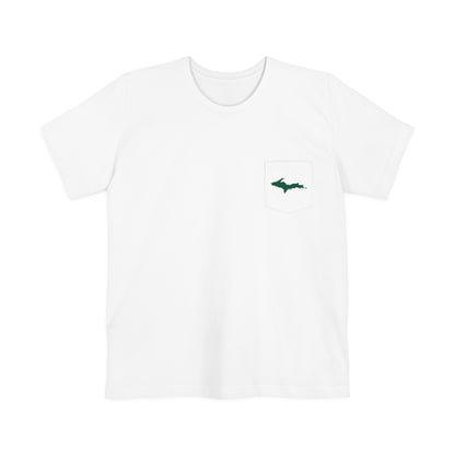 Michigan Upper Peninsula Pocket T-Shirt (w/ Green UP Outline) | Unisex Standard