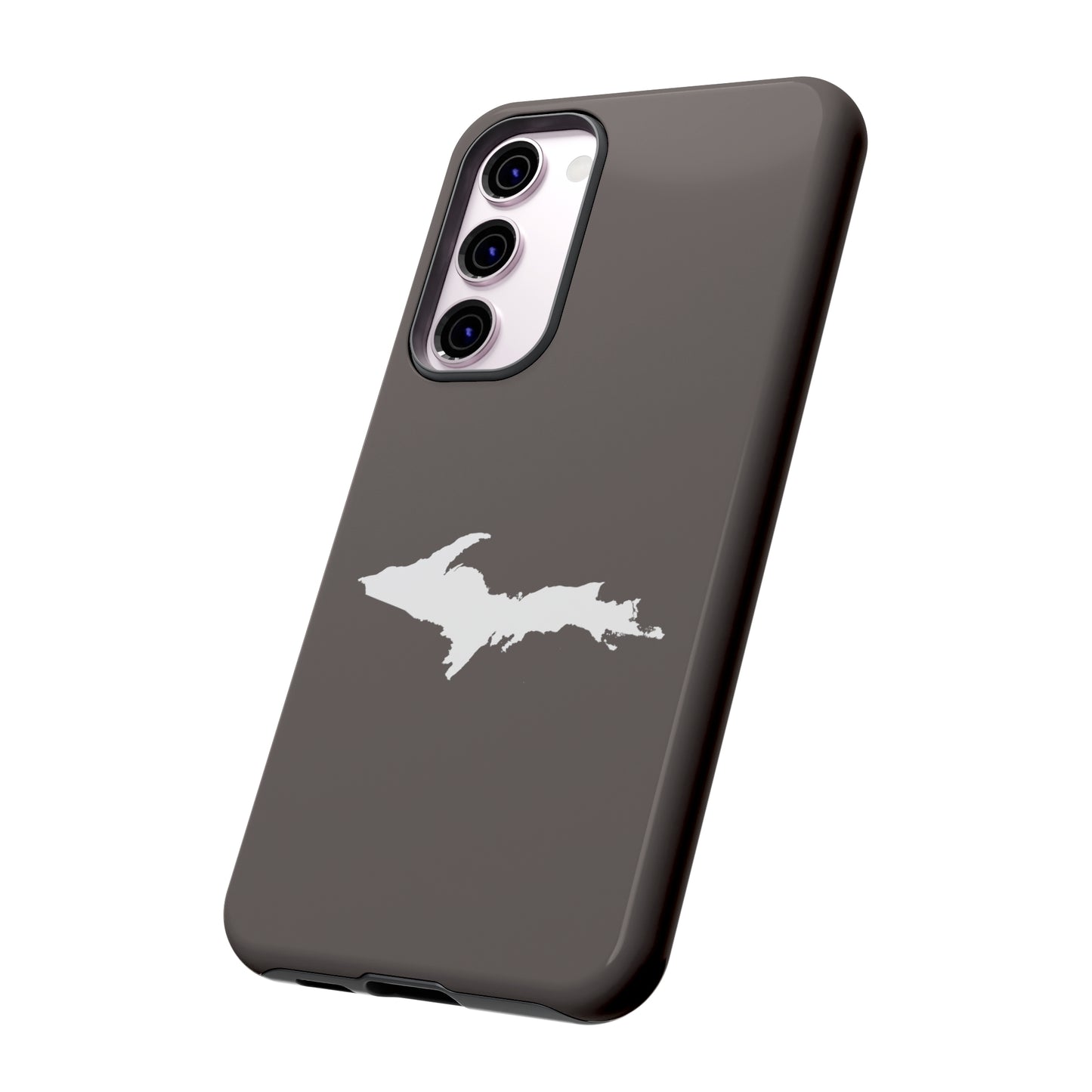 Michigan Upper Peninsula Tough Phone Case (Warren Tank Grey w/ UP Outline) | Samsung & Pixel Android