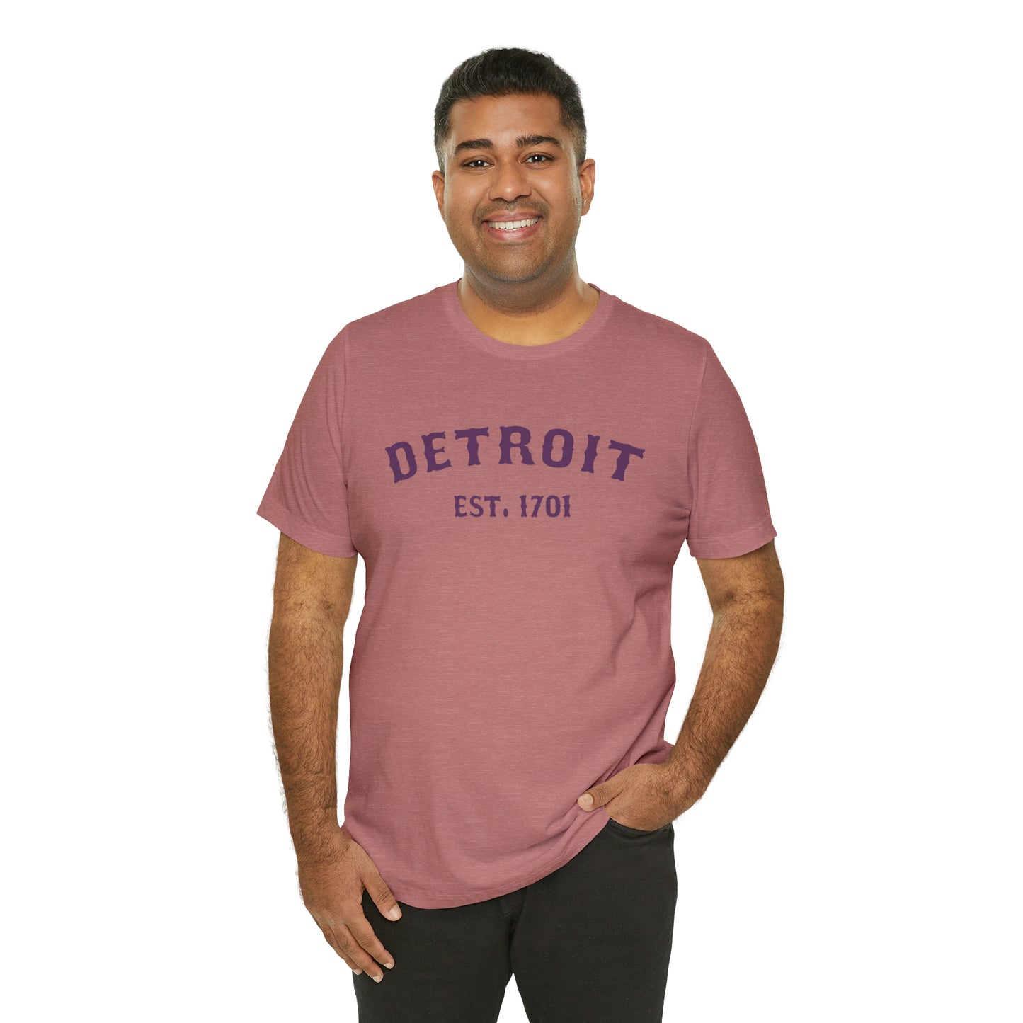 'Detroit EST. 1701' T-Shirt (Plum Ballpark Font) | Unisex Standard