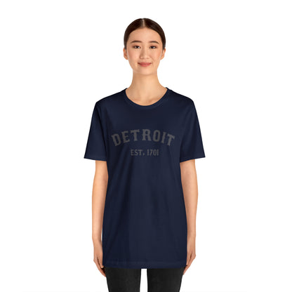 'Detroit EST. 1701' T-Shirt (Iron Ore Grey Ballpark Font) | Unisex Standard