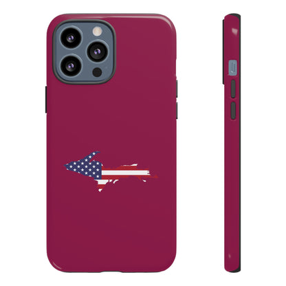 Michigan Upper Peninsula Tough Phone Case (Ruby Red w/ UP USA Flag Outline) | Apple iPhone