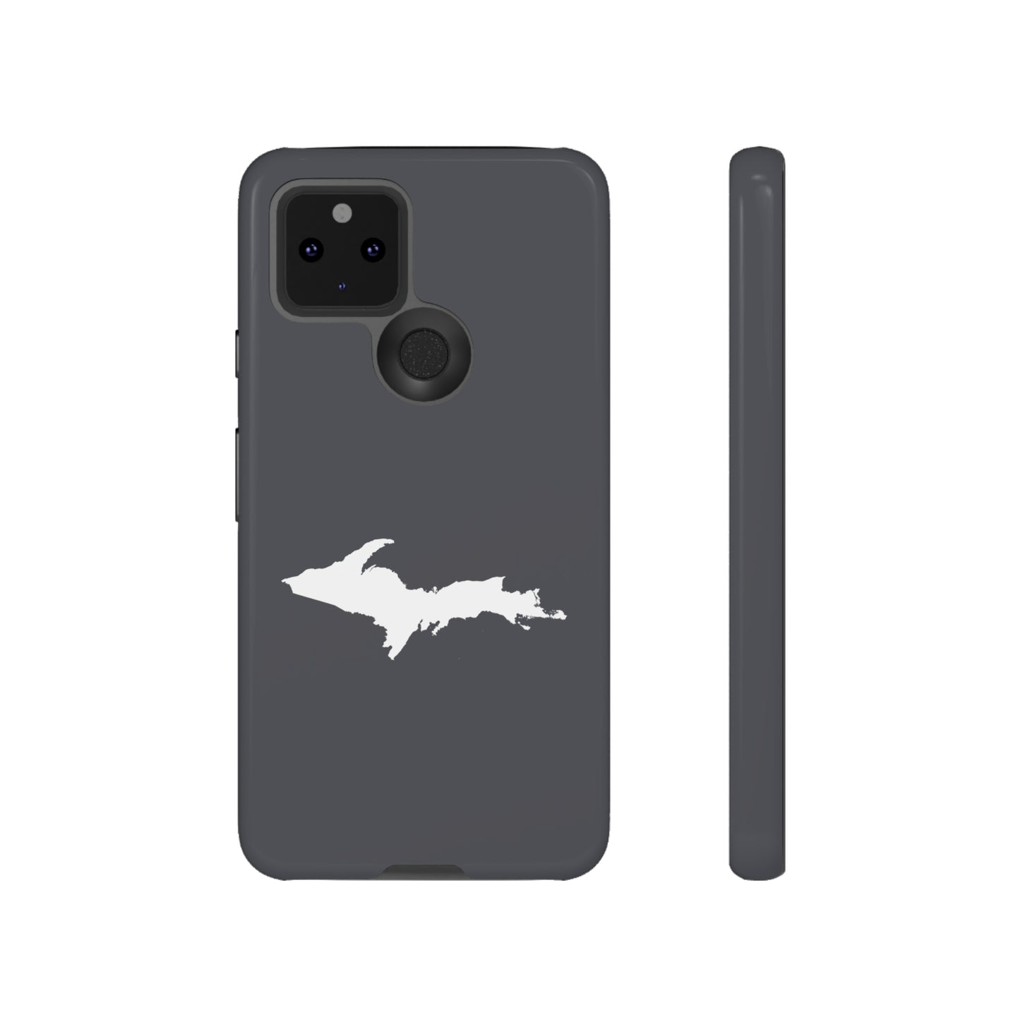 Michigan Upper Peninsula Tough Phone Case (Iron Ore Grey w/ UP Outline) | Samsung & Pixel Android