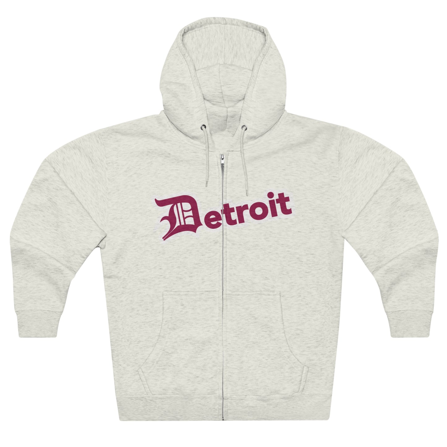 'Detroit' Hoodie (Ruby Red w/ Old English 'D') | Unisex Full Zip