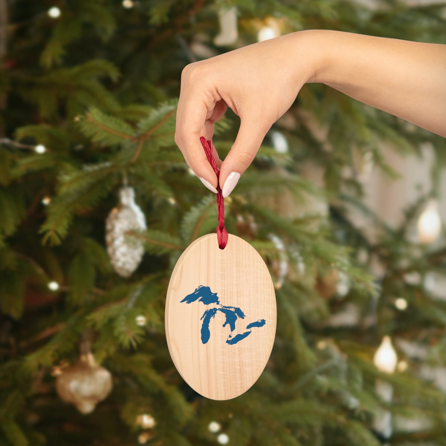 Great Lakes Christmas Ornament | Wooden - Blueberry