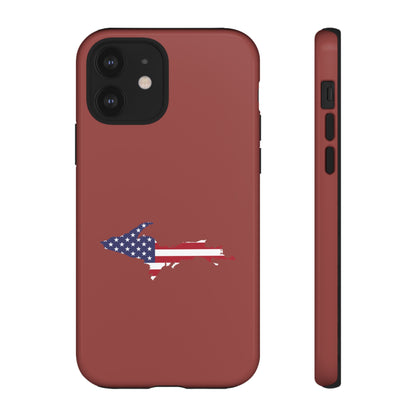 Michigan Upper Peninsula Tough Phone Case (Ore Dock Red w/ UP USA Flag Outline) | Apple iPhone