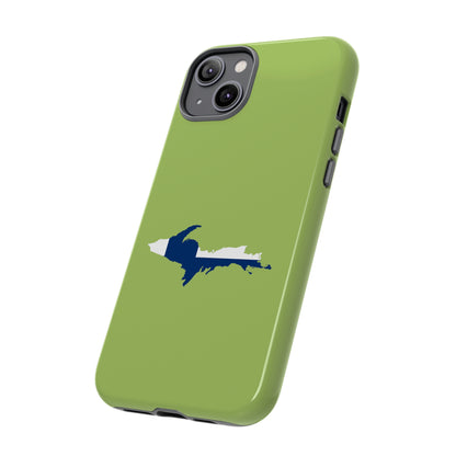 Michigan Upper Peninsula Tough Phone Case (Gooseberry Green w/ UP Finland Flag Outline) | Apple iPhone