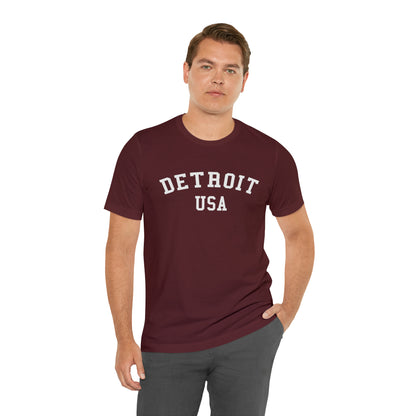 'Detroit USA' T-Shirt (Collegiate Font) | Unisex Standard