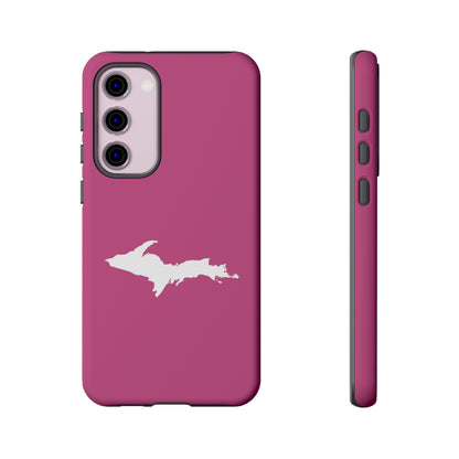 Michigan Upper Peninsula Tough Phone Case (Apple Blossom Pink w/ UP Outline) | Samsung & Pixel Android