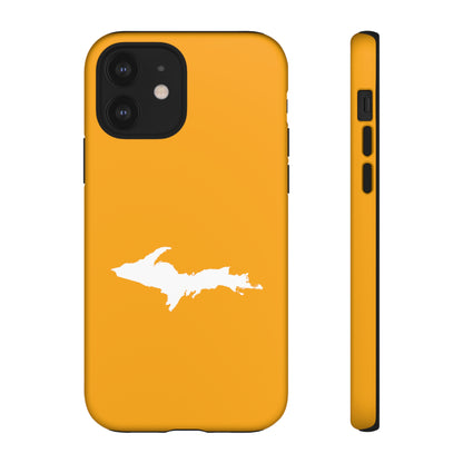 Michigan Upper Peninsula Tough Phone Case (Autumn Birch Leaf Color w/ UP Outline) | Apple iPhone