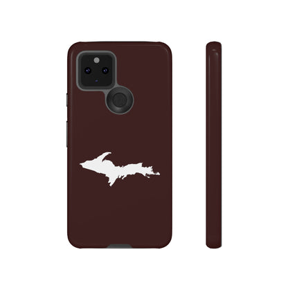 Michigan Upper Peninsula Tough Phone Case (Cherrywood Color w/ UP Outline) | Samsung & Pixel Android