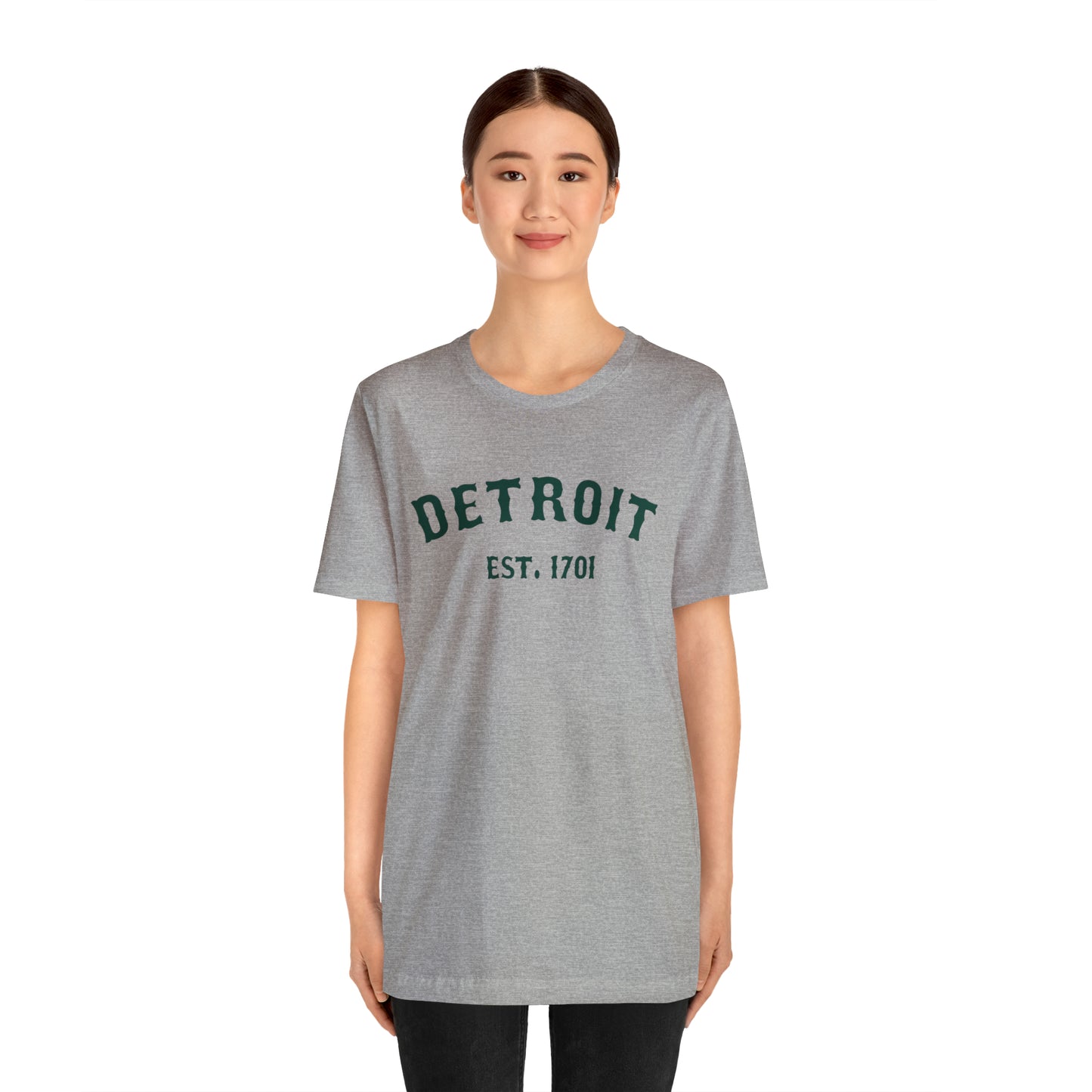 'Detroit EST. 1701' T-Shirt (Laconic Green Ballpark Font) | Unisex Standard