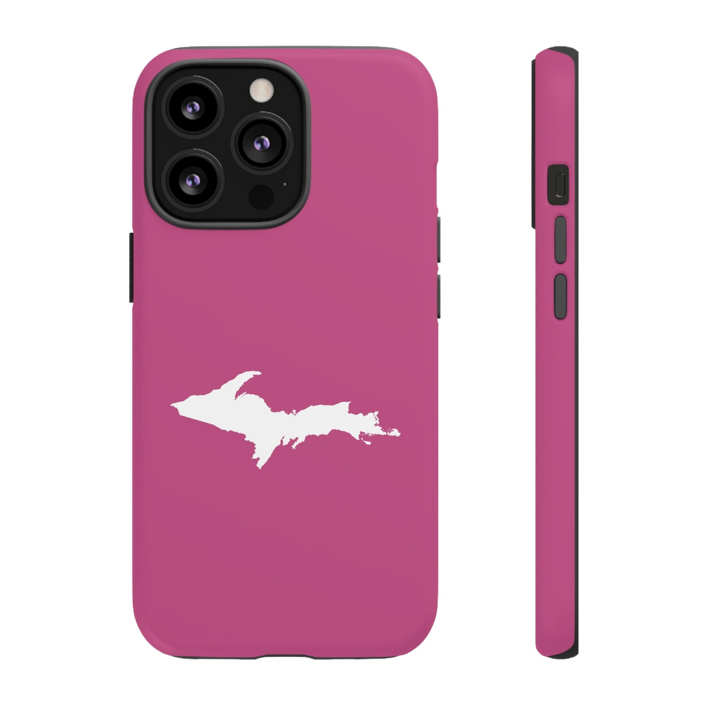 Michigan Upper Peninsula Tough Phone Case (Apple Blossom Pink w/ UP Outline) | Apple iPhone