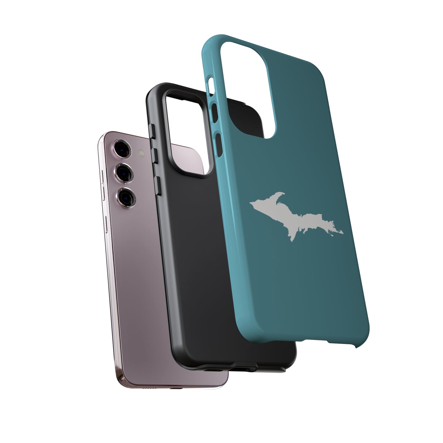 Michigan Upper Peninsula Tough Phone Case (Huron Blue w/ UP Outline) | Samsung & Pixel Android