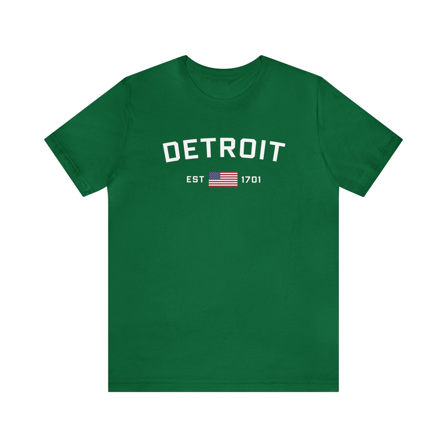 'Detroit EST 1701' T-Shirt (w/ USA Flag Outline) | Unisex Standard Fit